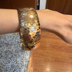 Hammered Gold look textured costume jewelry Bracelet